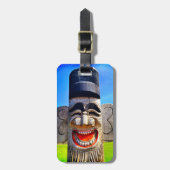 Totum笑う木の顔写真おもしろい ラゲッジタグ (正面縦)