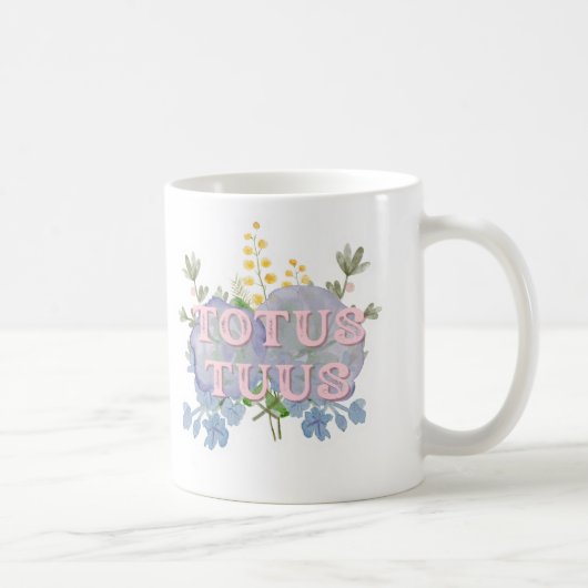 Totus Tuus Catholic Marian Floral Mug コーヒーマグカップ (右)