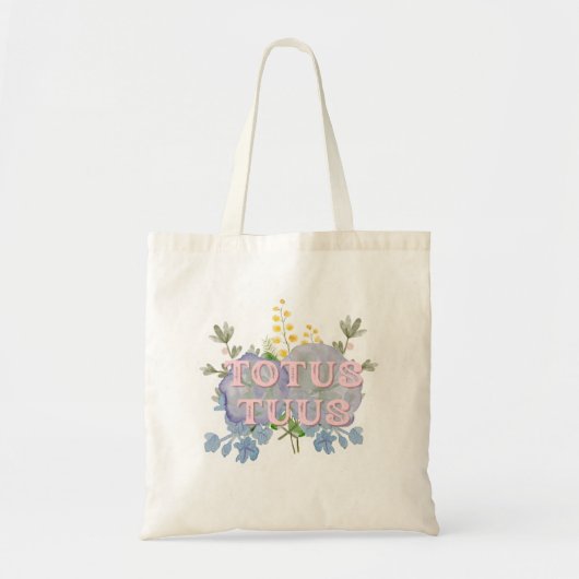 Totus Tuus Catholic Marian Floral Tote Bag トートバッグ (正面)