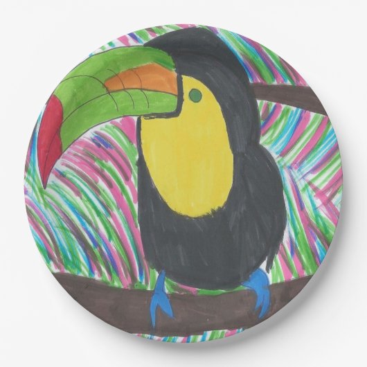 Toucanのカラフルな熱帯紙皿 ペーパープレート (正面)