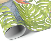 Toucanのジャングルの鳥の木はパターンを去ります ラッピングペーパー (ロールコーナー)