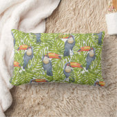 Toucanのジャングルの鳥の木パターン ランバークッション (ブランケット)