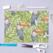 Toucanのジャングルの鳥の木パターン 薄葉紙 (クラフト)
