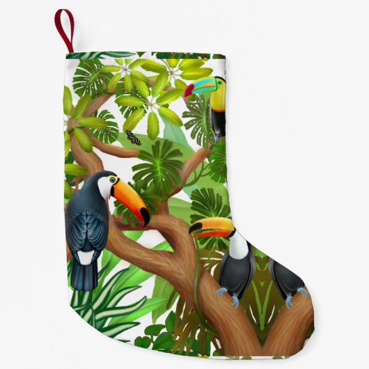 Toucanの熱帯クリスマスのストッキング スモールクリスマスストッキング (正面)