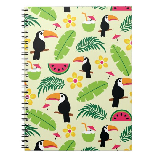 Toucanの熱帯夏パターン ノートブック (正面)