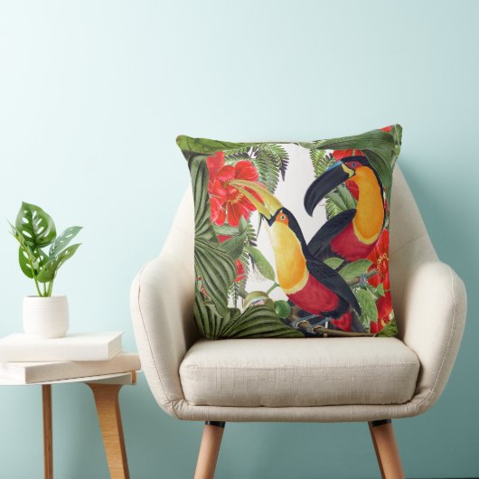 Toucanの鳥の野性生物によっては動物の装飾用クッションが開花します クッション (椅子)