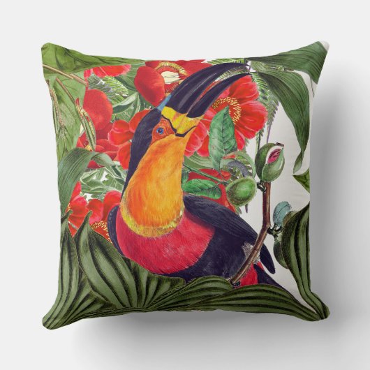 Toucanの鳥の野性生物によっては動物の装飾用クッションが開花します クッション (裏面)