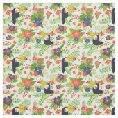 Toucan及び熱帯花 ファブリック (見本)
