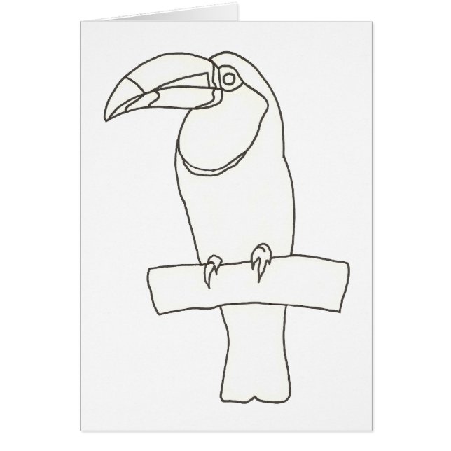 Toucan鳥の枝葉カードのアウトラインスケッチ (正面)