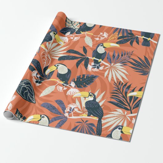 toucan and jungle seamless pattern ラッピングペーパー (アンロールド)