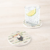 Toucan Bird Pink Green Stripes コースター (側面)