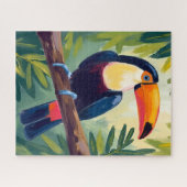 Toucan Colorful Tropical Bird Watercolor ジグソーパズル (横)