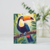 Toucan Colorful Tropical Bird Watercolor ポストカード (スタンド正面)