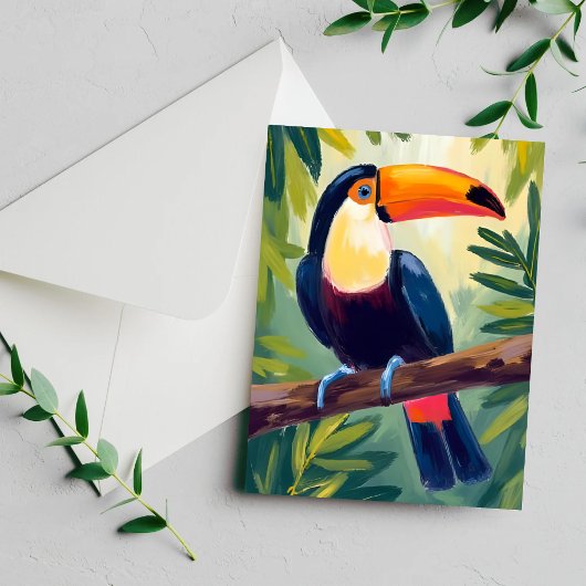 Toucan Colorful Tropical Bird Watercolor Card