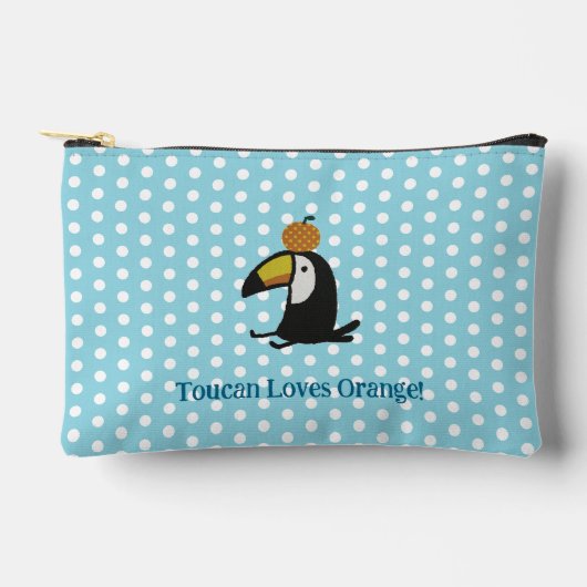 Toucan Loves Orange アクセサリーポーチ (正面)