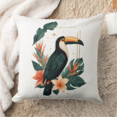 Toucan Muse Tropical Botanical Throw Pillow クッション (ブランケット)