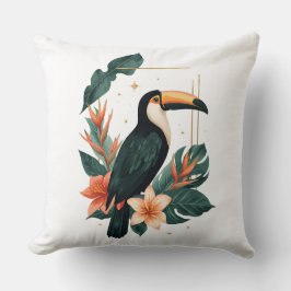 Toucan Muse Tropical Botanical Throw Pillow クッション