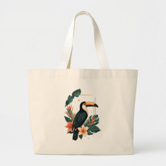 Toucan Muse Tropical Botanical Tote Bag ラージトートバッグ