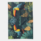 Toucan Paradise：カスタマイズ可能なデザイン キッチンタオル (縦)