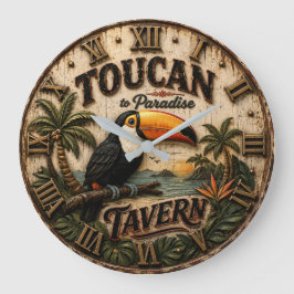 Toucan Paradise Tavern Tropical Bar Decor ラージ壁時計