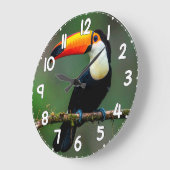Toucan Wall Clock – Tropical Bird Wildlife Nature  ラージ壁時計 (傾斜)