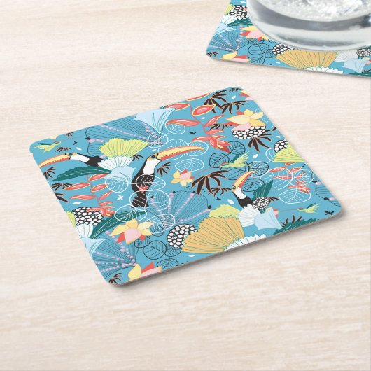 Toucansおよびハチドリとの熱帯質 スクエアペーパーコースター (アングル)