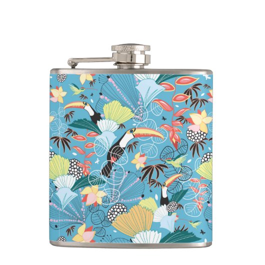 Toucansおよびハチドリとの熱帯質 フラスク (正面)