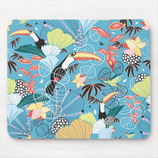 Toucansおよびハチドリとの熱帯質 マウスパッド (正面)