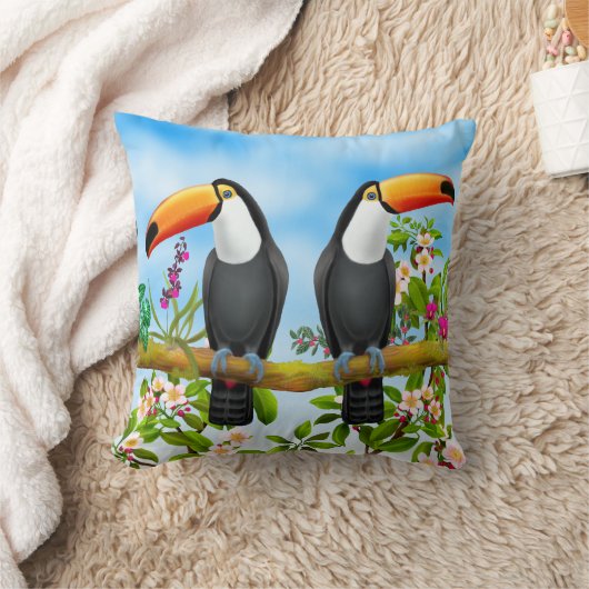 Toucansの熱帯装飾用クッション クッション (ブランケット)