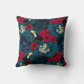 Toucans and tropical flora, green and red クッション (裏面)