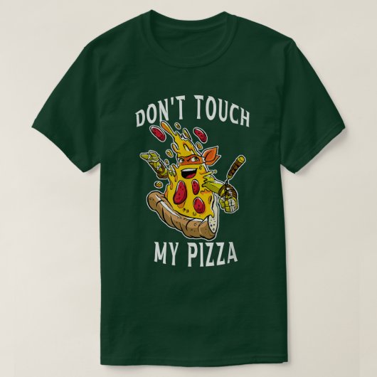 touchしないピザ食べピザ引用文男性へと tシャツ (デザイン正面)