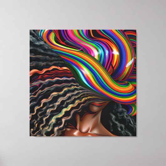 touchしない私の髪の黒メラニンアフロクイーンクラウン キャンバスプリント (正面)