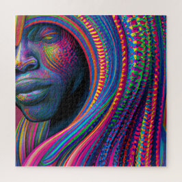 touchしない私の髪の黒メラニンアフロクイーンクラウン ジグソーパズル