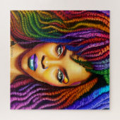 touchしない私の髪の黒メラニンアフロクイーンクラウン ジグソーパズル (横)