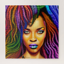 touchしない私の髪の黒メラニンアフロクイーンクラウン ジグソーパズル