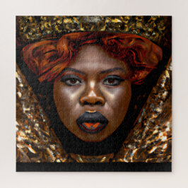 touchしない私の髪の黒メラニンアフロクイーンクラウン ジグソーパズル