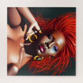 touchしない私の髪の黒メラニンアフロクイーンクラウン ジグソーパズル (横)