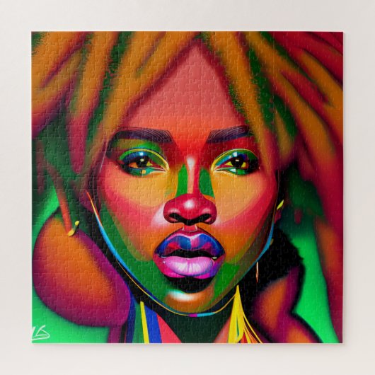 touchしない私の髪の黒メラニンアフロクイーンクラウン ジグソーパズル (縦)