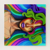 touchしない私の髪の黒メラニンアフロクイーンクラウン ジグソーパズル (横)