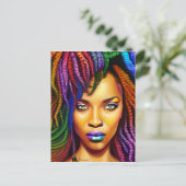 touchしない私の髪の黒メラニンアフロクイーンクラウン ポストカード (スタンド正面)
