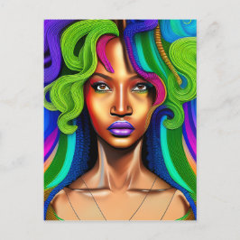touchしない私の髪の黒メラニンアフロクイーンクラウン ポストカード