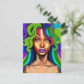 touchしない私の髪の黒メラニンアフロクイーンクラウン ポストカード (スタンド正面)