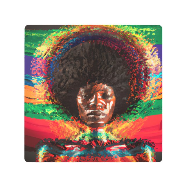 touchしない私の髪の黒メラニンアフロクイーンクラウン メタルプリント (正面)