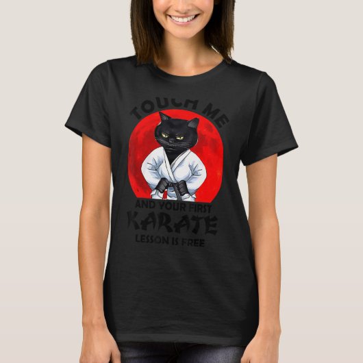 Touchと初めての空手レッスンは無料の猫 Tシャツ (正面)