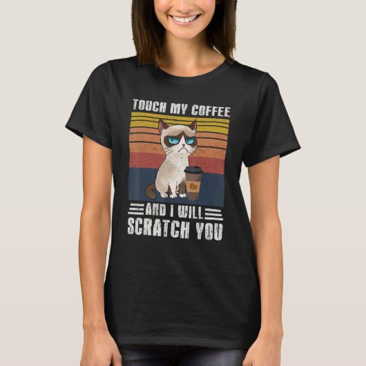 Touchのコーヒーと猫を引っ掻く Tシャツ (正面)