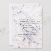 Touchのバラホワイトグレーマーブルスワールシック結婚ズ 招待状 (正面)