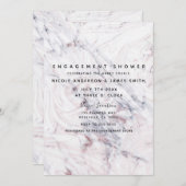 Touchのバラホワイトグレーマーブルスワール婚約 招待状 (正面/裏面)