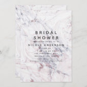 Touchのバラホワイトグレーマーブルブライダルシャワー 招待状 (正面/裏面)