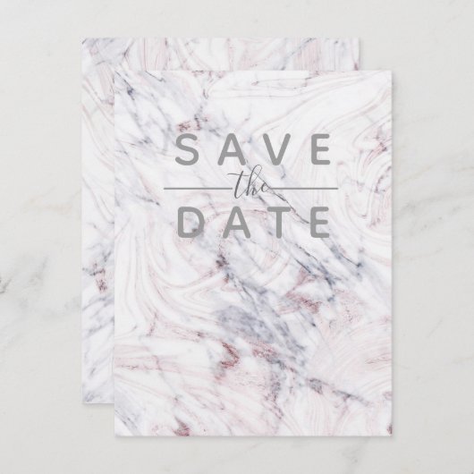 Touchのバラホワイトグレー大理石の日付を保存 案内ポストカード (正面/裏面)