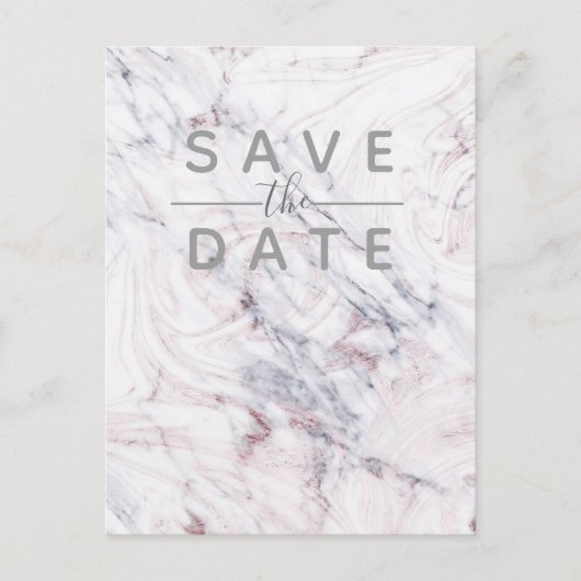 Touchのバラホワイトグレー大理石の日付を保存 案内ポストカード (正面)